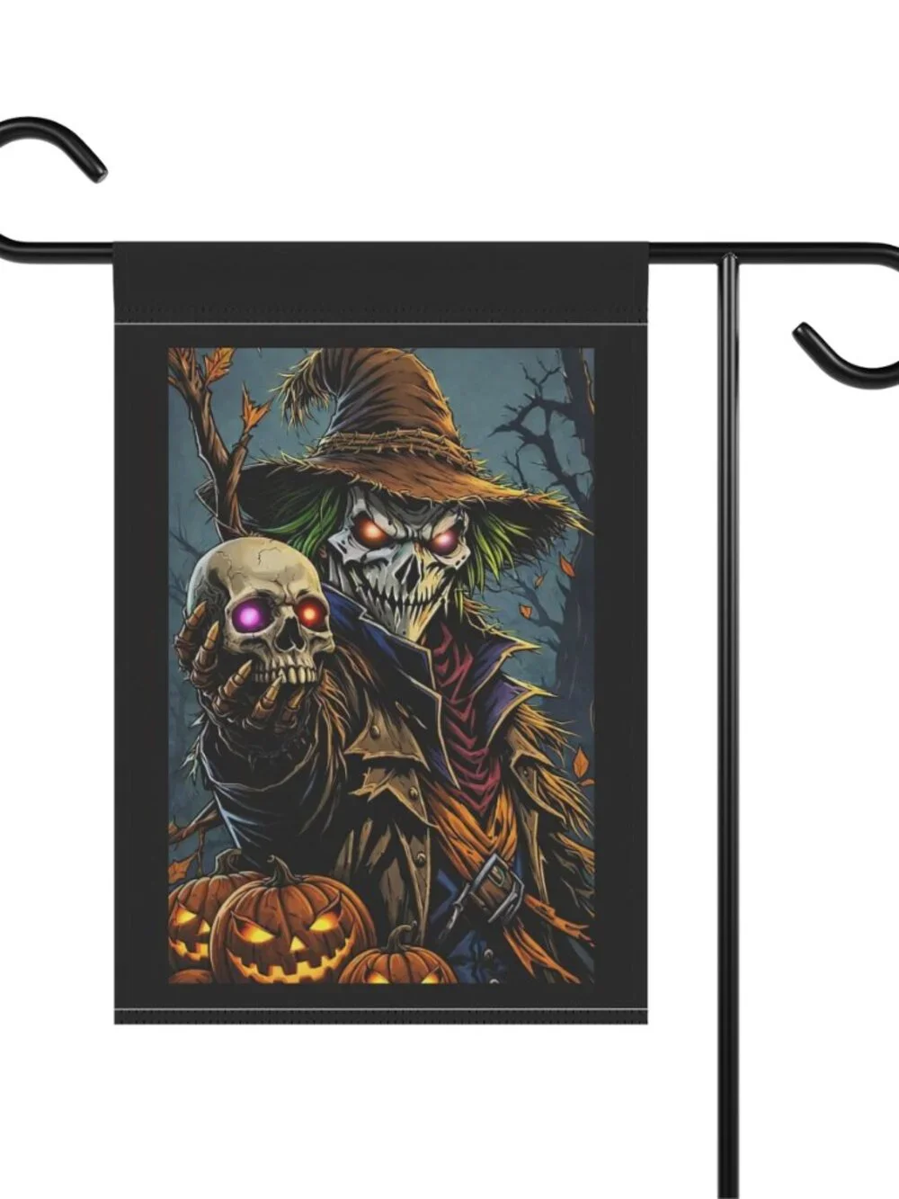 Scary Scarecrow Skull Halloween Garden Flag